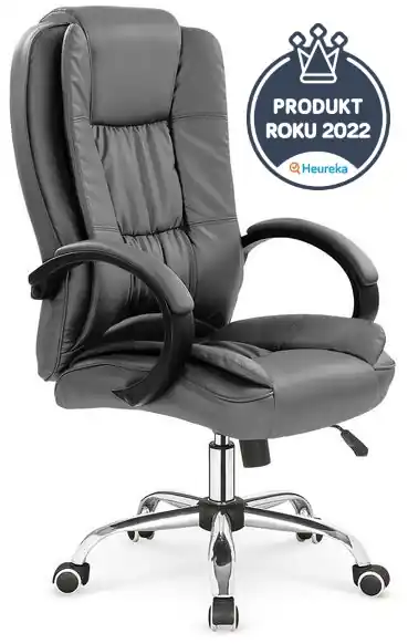 Zlevněný Kancelářské křeslo RELAX šedé z eko kůže – pro sezení 4–6 h
