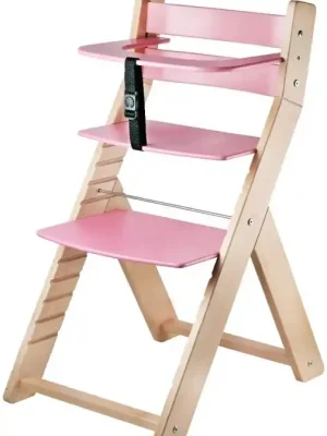 Rostoucí dřevěná ergonomická židle LUCA přírodní lak/ růžová Novinka