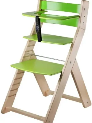 Oblíbený Rostoucí dřevěná ergonomická židle LUCA přírodní lak/ zelená