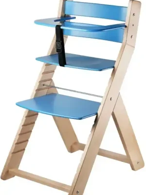 Hit Sezóny Rostoucí dřevěná ergonomická židle LUCA přírodní lak/ modrá