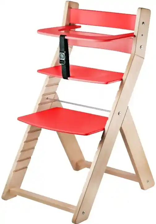 Horká Nabídka Rostoucí dřevěná ergonomická židle LUCA přírodní lak/ červená
