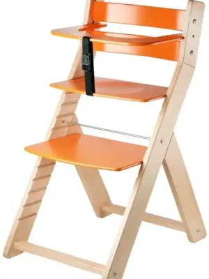 Poslední Šance Rostoucí dřevěná ergonomická židle LUCA přírodní lak/ oranžová