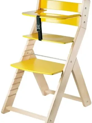Rostoucí dřevěná ergonomická židle LUCA přírodní lak/ žlutá Koupit Online