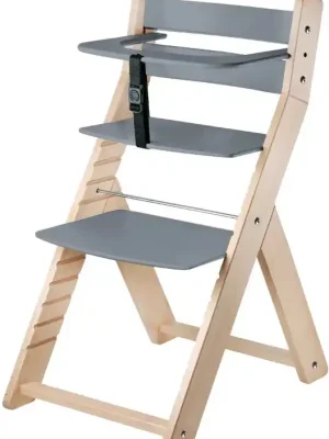 Jen Po Omezenou Doba Rostoucí dřevěná ergonomická židle LUCA přírodní lak/ šedá