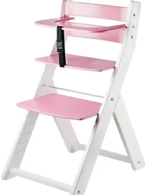 Ověřený Rostoucí dřevěná ergonomická židle LUCA bílá/ růžová