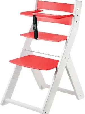 Nejlepší Volba Rostoucí dřevěná ergonomická židle LUCA bílá/ červená