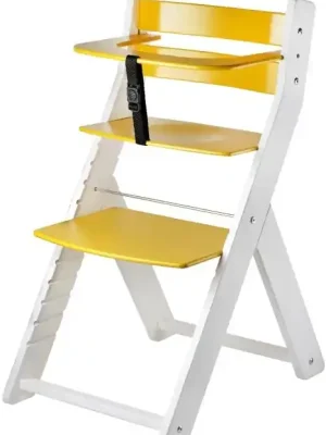 Novinka Rostoucí dřevěná ergonomická židle LUCA bílá/ žlutá