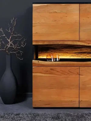 Nejlepší Cena Vysoká komoda Flow 100cm – Masiv akácie s LED osvětlením