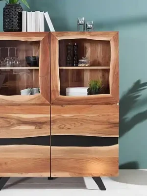 Pouze Dnes Designová vysoká skříňka z masivu Amazonas Akácie 118cm