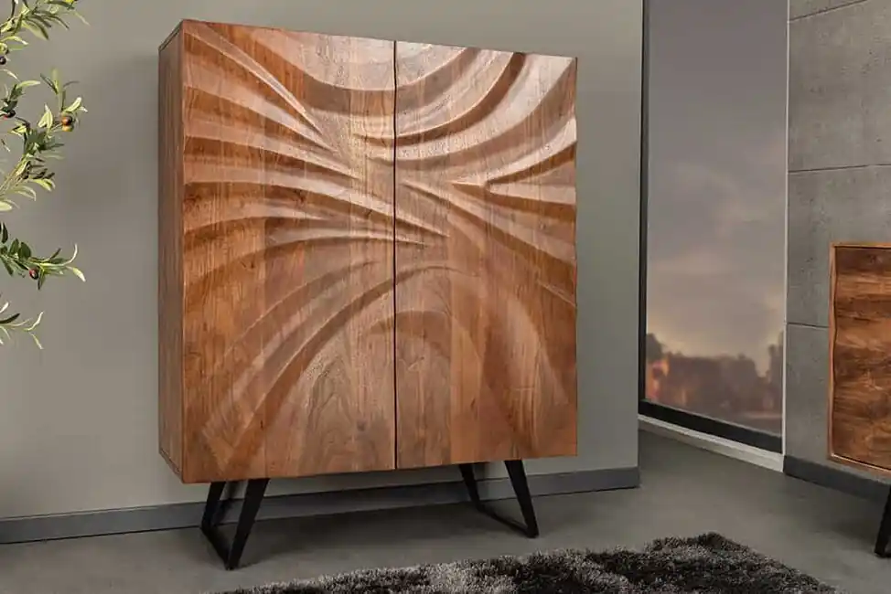 Designová vysoká skříňka Cyclone z masivu Akácie 100cm Cenově Výhodný