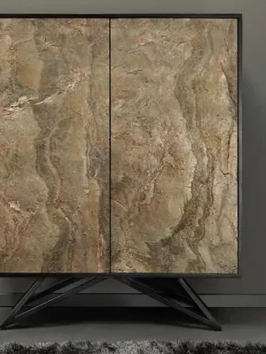 Super Cena Luxusní vysoká skříňka Asia z akáciového masivu a přírodního kamene 100cm