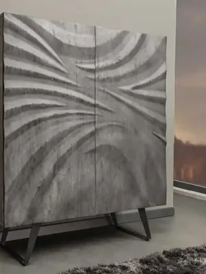 Designová vysoká skříňka Cyclone z masivu Akácie šedá 100cm Nová Kolekce