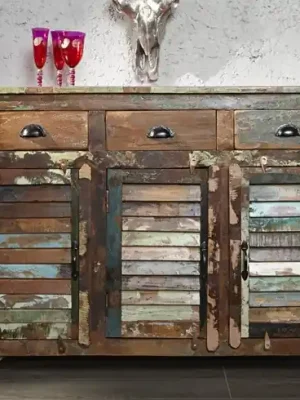 Speciální Cena Designová komoda Jakarta z recyklovaného masivního dřeva 125cm