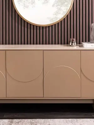 Designová komoda LUNA 180 cm s keramickou deskou – Kašmír & Travertin Akční Nabídka