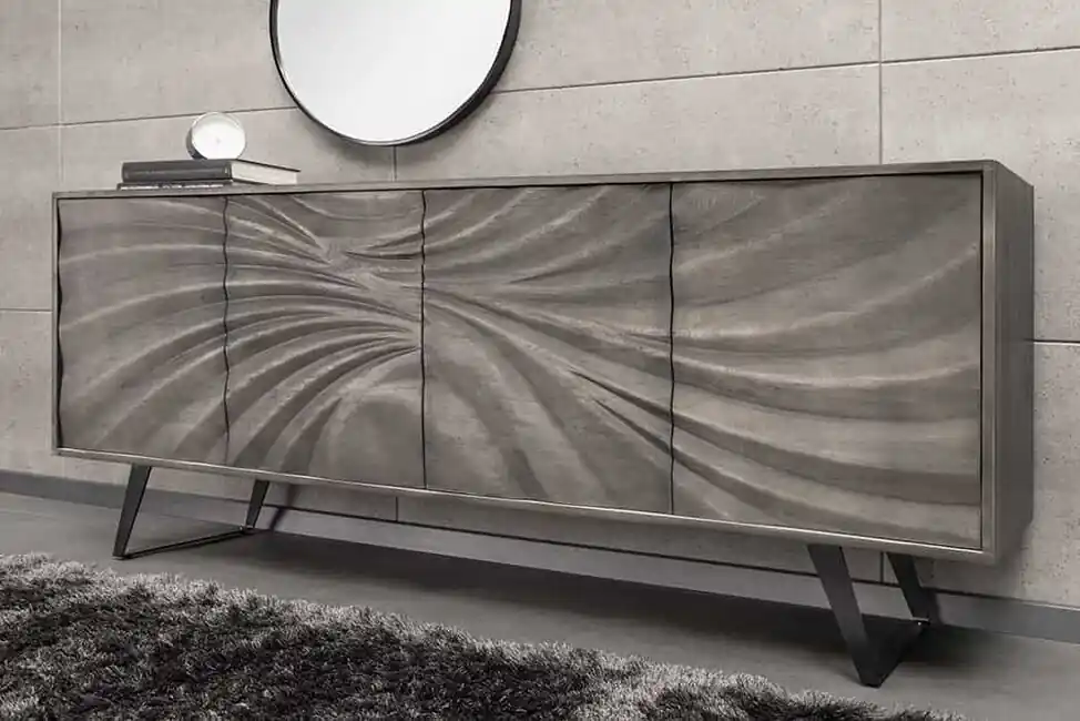 Vysoce Kvalitní Designová komoda z masivu Cyclone Akácie šedá 175cm