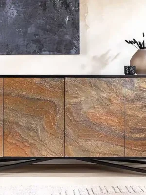 Luxusní komoda Stone z akáciového masivu a přírodního kamene 175cm Must-Have