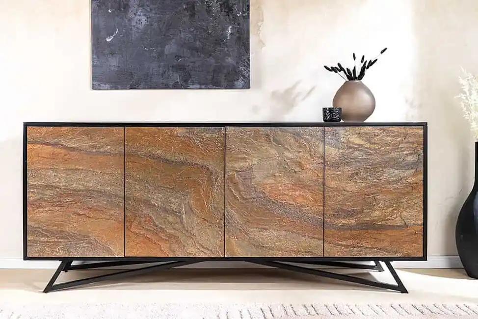 Luxusní komoda Stone z akáciového masivu a přírodního kamene 175cm Must-Have