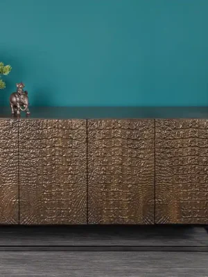 Luxusní komoda z masivu Croco Mango hnědá 177cm Sleva