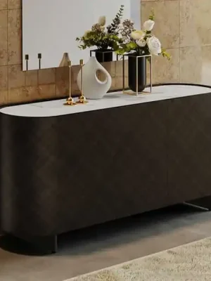 Koupit Online Designová komoda Rimini s bronzovým 3D efektem a keramickou deskou 150cm