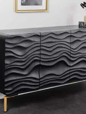 Speciální Cena Designová komoda z masivu Wave Mango černá 160cm
