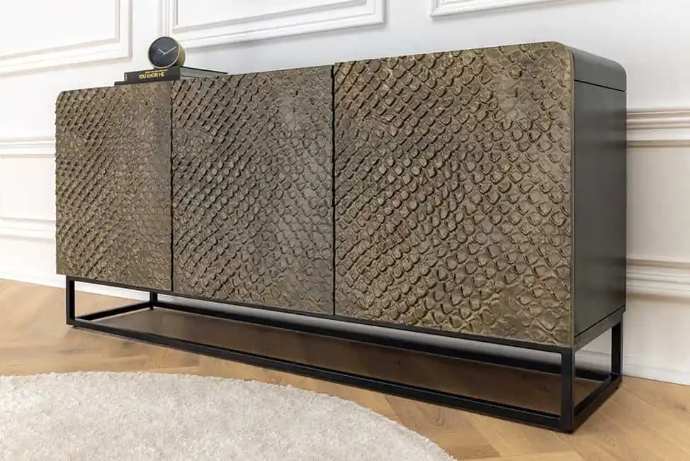 Nejlepší Volba Designová komoda z masivu Snake Mango hnědá 160cm