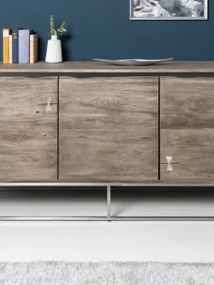 Luxusní komoda z masivu Mammut Artwork Grau Akácie 147cm Sezónní Sleva
