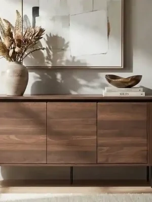 Designová komoda Lulea Ořech 160 cm – Lamely a oblé rohy Akce
