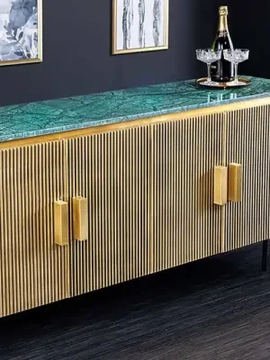 Kup Teď Luxusní komoda z masivního mangového dřeva s mramorovou deskou Veneziano 160cm