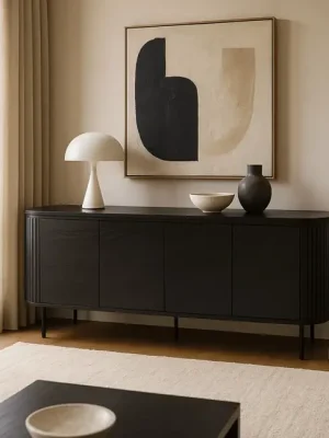 Designová komoda Lulea v elegantní černé 200cm Jen Po Omezenou Doba