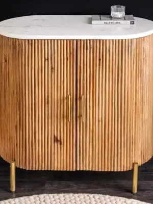 Top Prodej Designová dřevěná skříňka s mramorovou deskou Pathum mango 70cm
