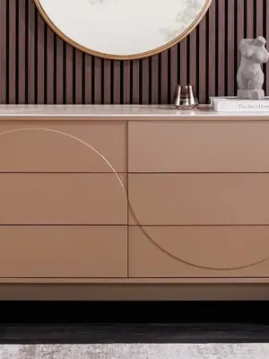 Designová komoda Luna 150 cm – Kašmír / Travertin Autentický