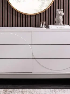 Cenová Bomba Luxusní komoda Luna 150cm Bílá matná & Keramika Mramor