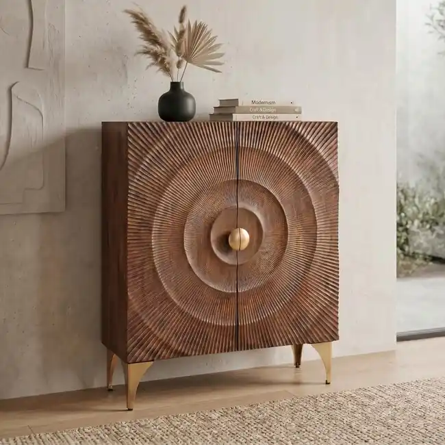 Luxusní vysoká komoda Golden Sunset hnědá 100 cm Akce