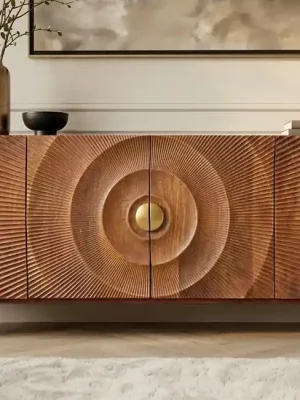 Designová masivní komoda Golden Sunset hnědá 177 cm Tovární Cena