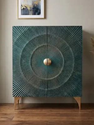 Objednat Nyní Designová vysoká komoda Golden Sunset tyrkysová 100 cm
