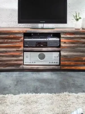 Přímo Od Výrobce Luxusní stolek pod TV z masivu Relief Sheesham Smoke 150cm