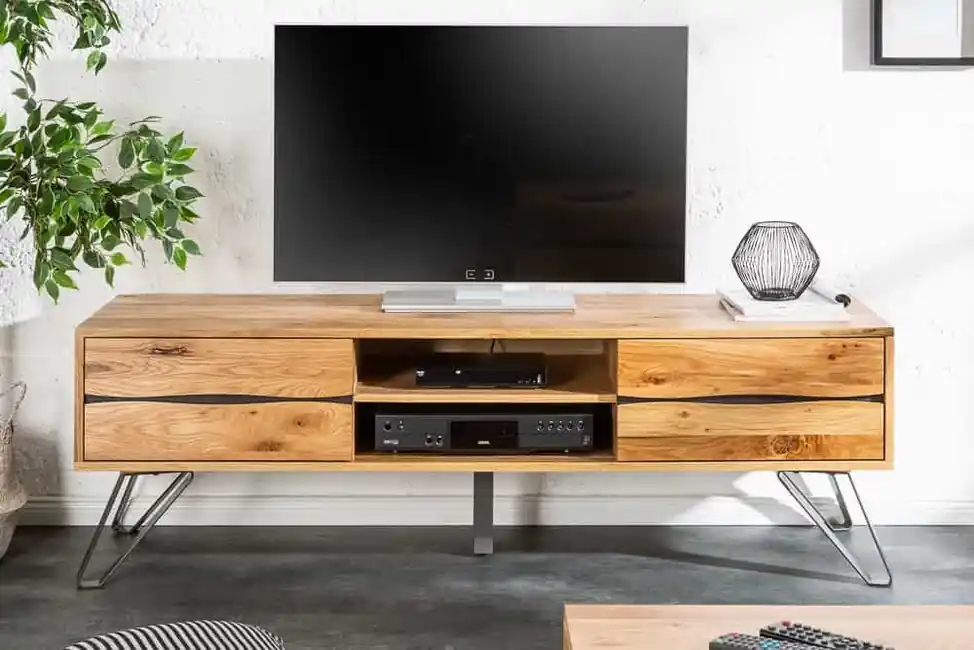 Designový stolek pod TV z masivu Living Edge Dub 160cm Nová Kolekce