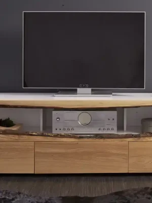 Vrácení Zdarma Designový stolek pod TV z masivu Wild Oak Dub bílá 180cm