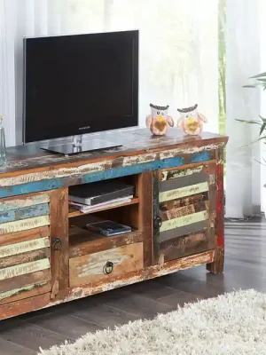 Designový stolek pod TV z recyklovaného masivního dřeva Jakarta 150cm Akční Nabídka
