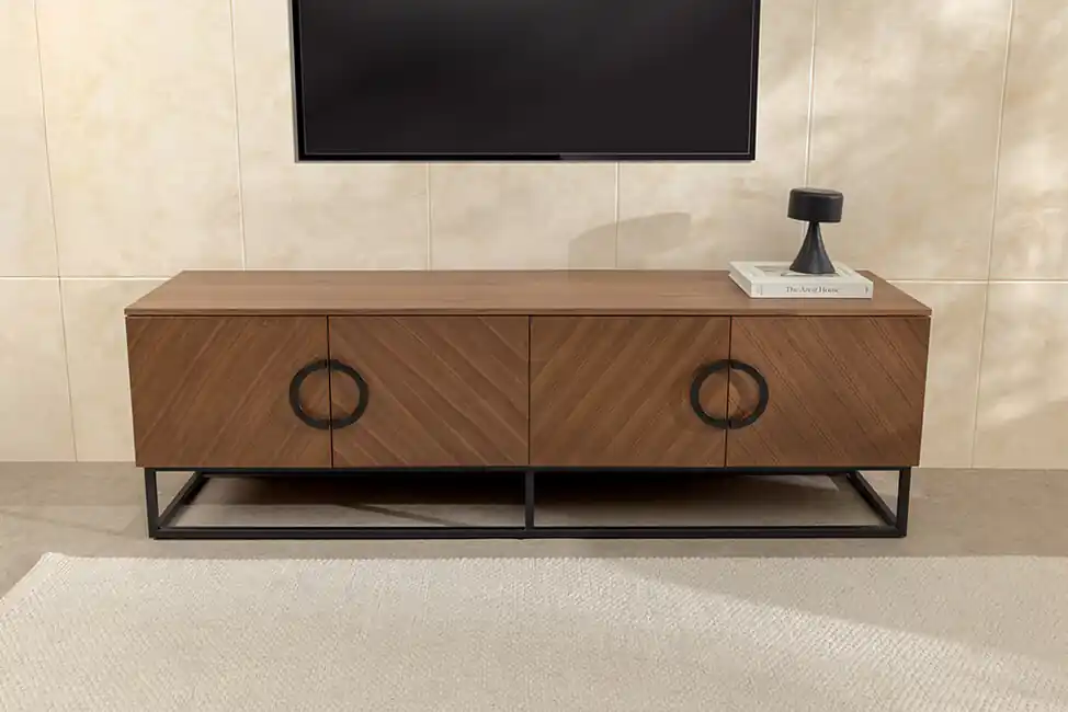 Moderní TV stolek do obývacího pokoje Crotone ořech 180cm Levný