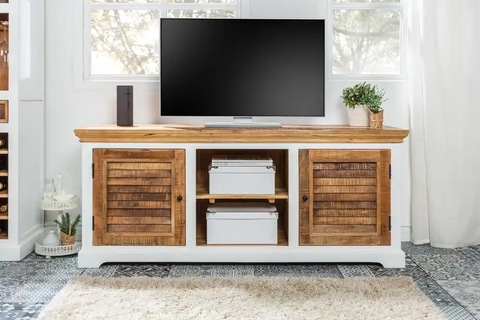 Designový stolek pod TV z masivu Long Island Mango 160cm Koupit Online