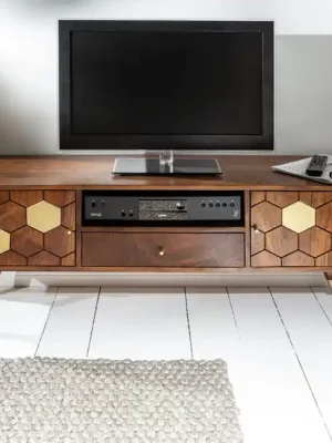 Moderní stolek pod TV z masivu Mystic Living Akácie 140cm Oblíbený