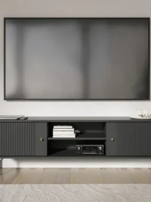 Cenová Bomba Designový stolek pod TV Pescara černý 154cm