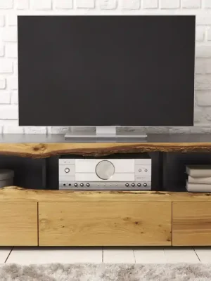 Časově Omezené Designový stolek pod TV z masivu Wild Oak Dub šedá 180cm