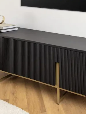 Originální Moderní stolek pod TV z mangového dřeva Gatsby Black 160cm