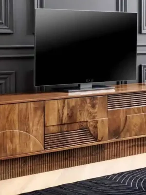 Designový 3D stolek pod TV z masivu Art Deco Mango hnědá 200cm Top Prodej