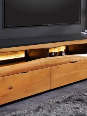 TV stolek Flow 180 cm masiv akácie s LED osvětlením Nejlepší Volba