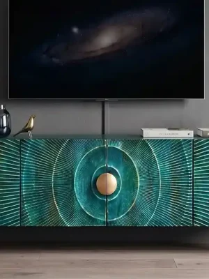 Ověřený Luxusní TV komoda Golden Sunset tyrkysová 180 cm