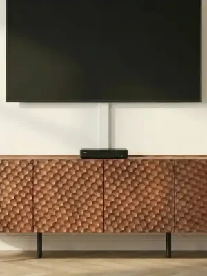 Cenově Výhodný Luxusní TV stolek Lunar z mangovníku hnědý 200 cm