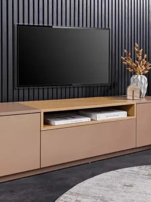 TV stolek Alto 160 cm Dub / Greige – Moderní styl Nakupujte Hned